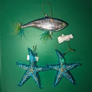 Department 56 3 Glass sea ornaments